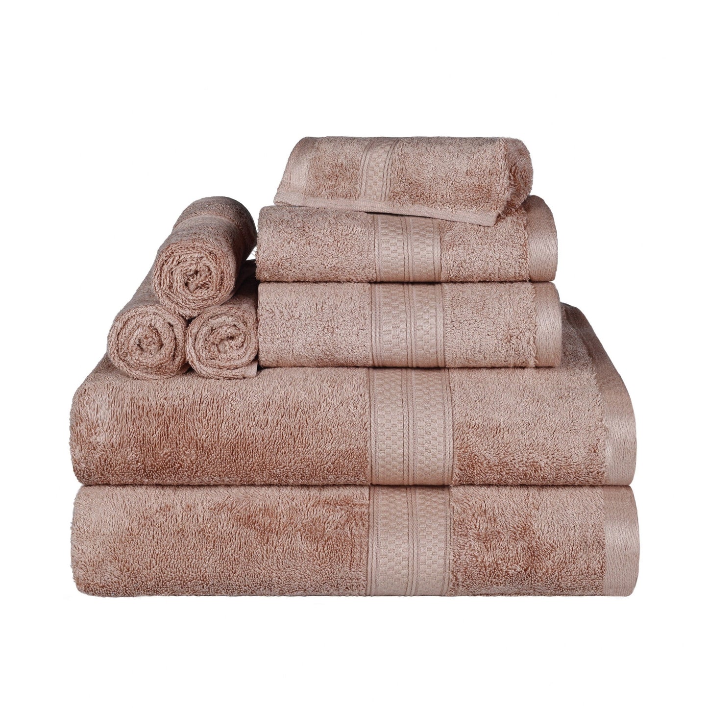Superior 8 Piece Bath Towel Set, Rayon From Bamboo and Cotton