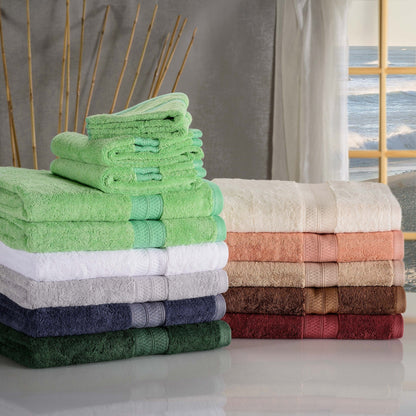 Superior 8 Piece Bath Towel Set, Rayon From Bamboo and Cotton