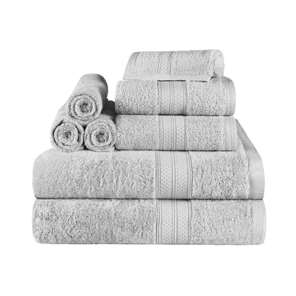 Superior 8 Piece Bath Towel Set, Rayon From Bamboo and Cotton