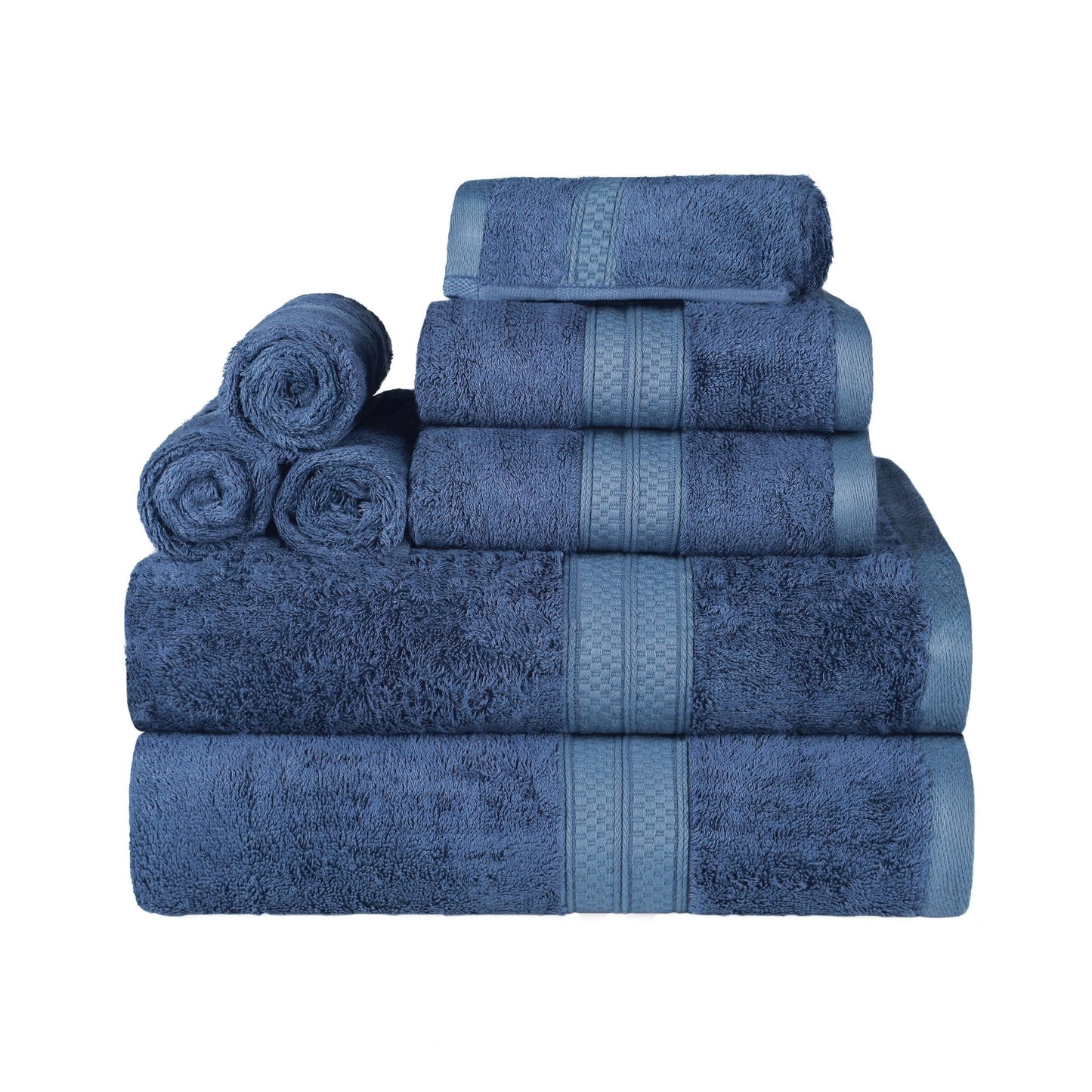 Superior 8 Piece Bath Towel Set, Rayon From Bamboo and Cotton