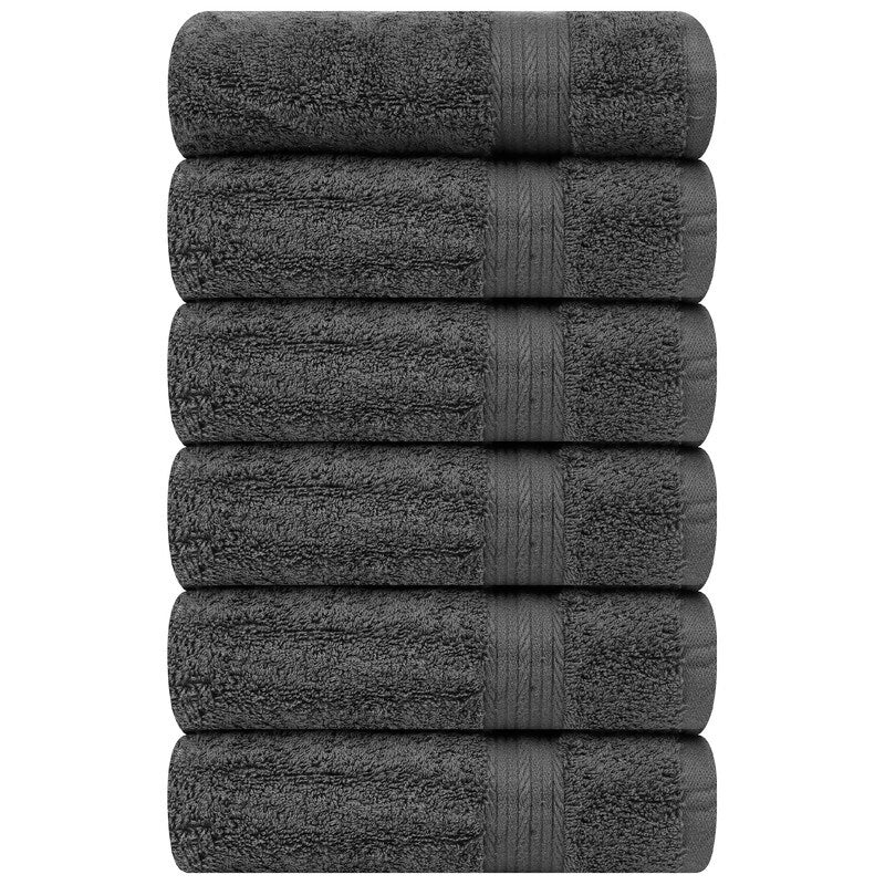 Superior Cotton 600 GSM Hand Towels 18x28 Inch by Ample Decor - 6 Pcs