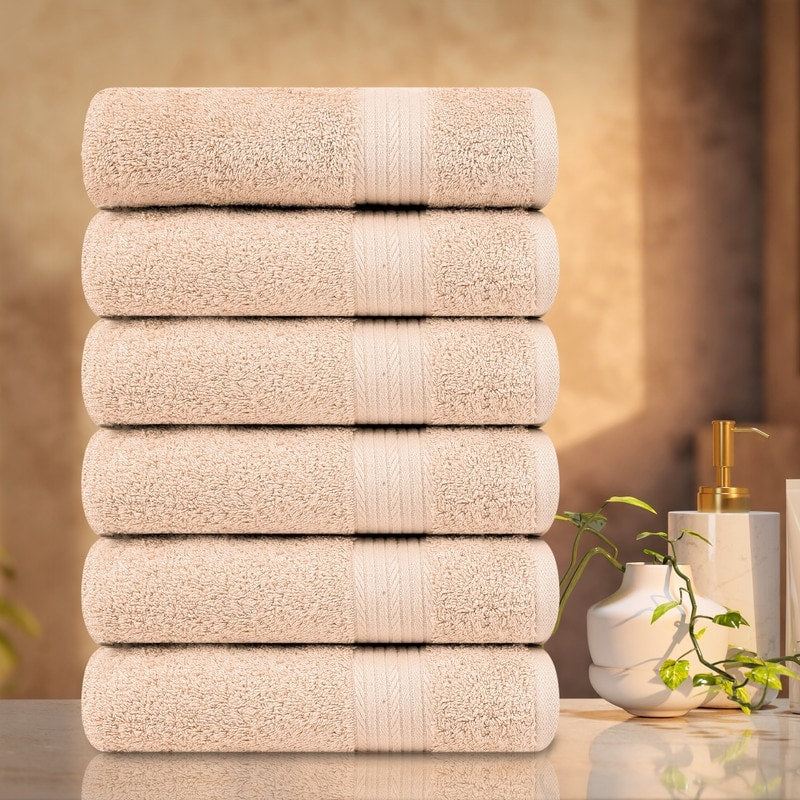 Superior Cotton 600 GSM Hand Towels 18x28 Inch by Ample Decor - 6 Pcs