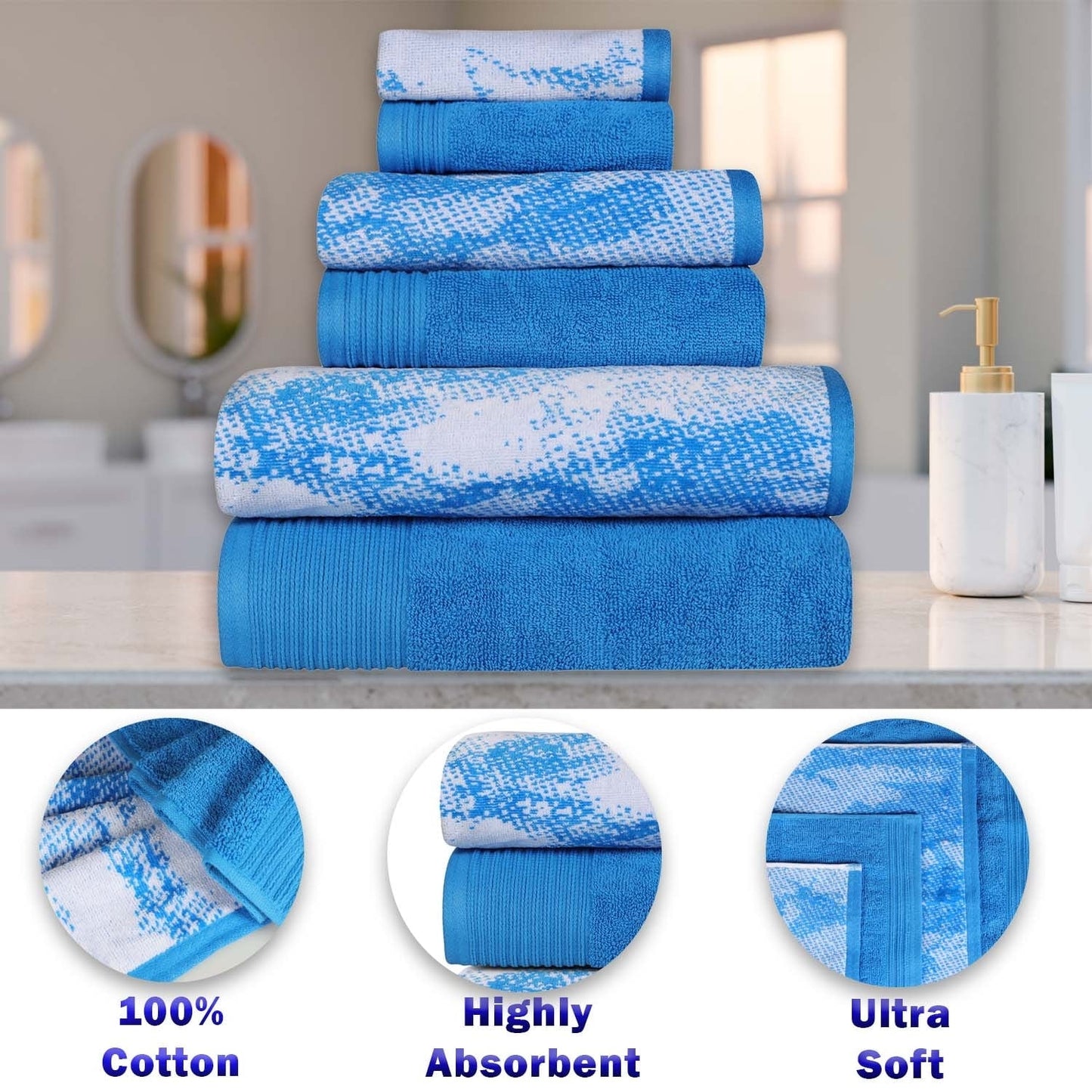 Superior Cotton Quick-Drying Solid and Marble 10 Piece Towel Set