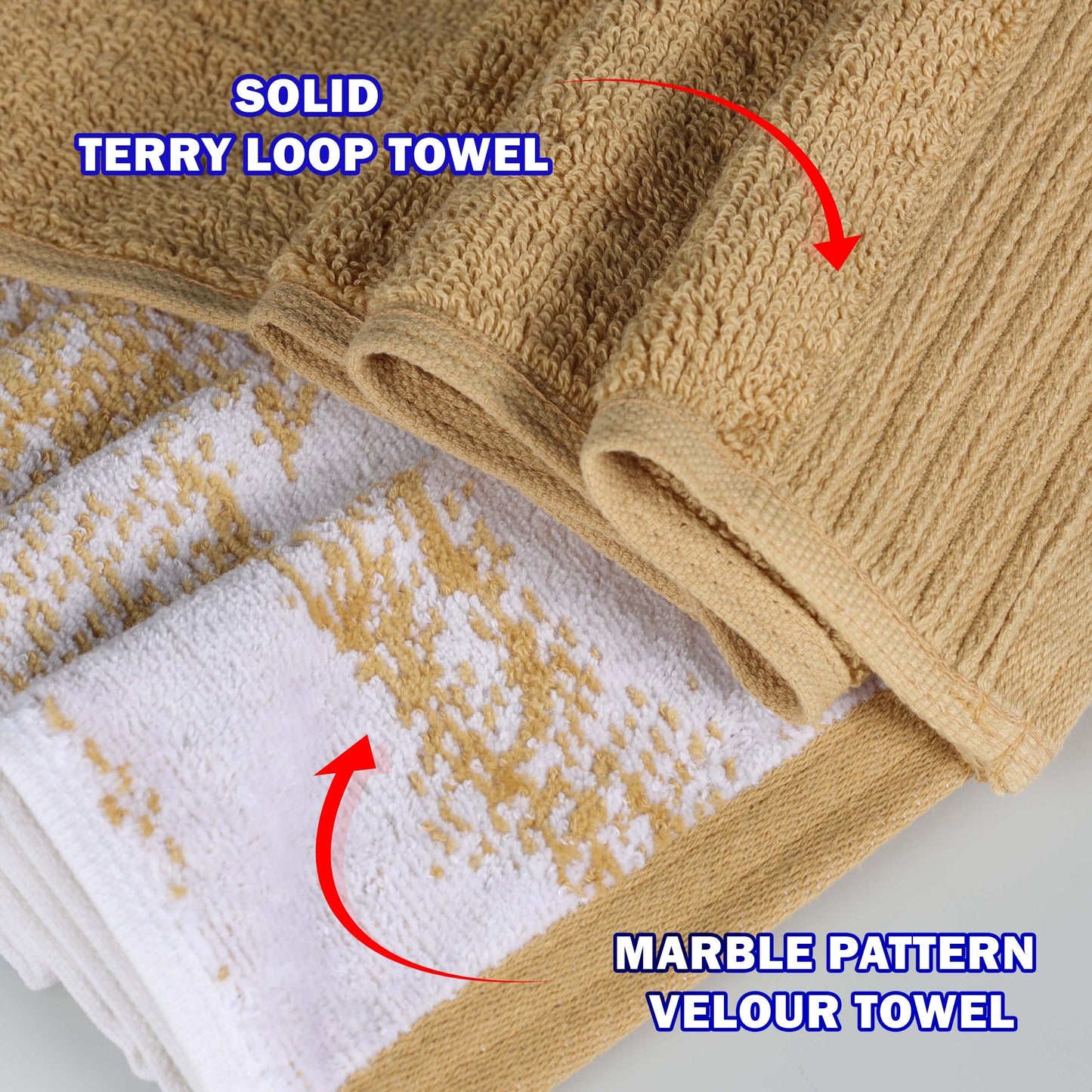 Superior Cotton Quick-Drying Solid and Marble 10 Piece Towel Set