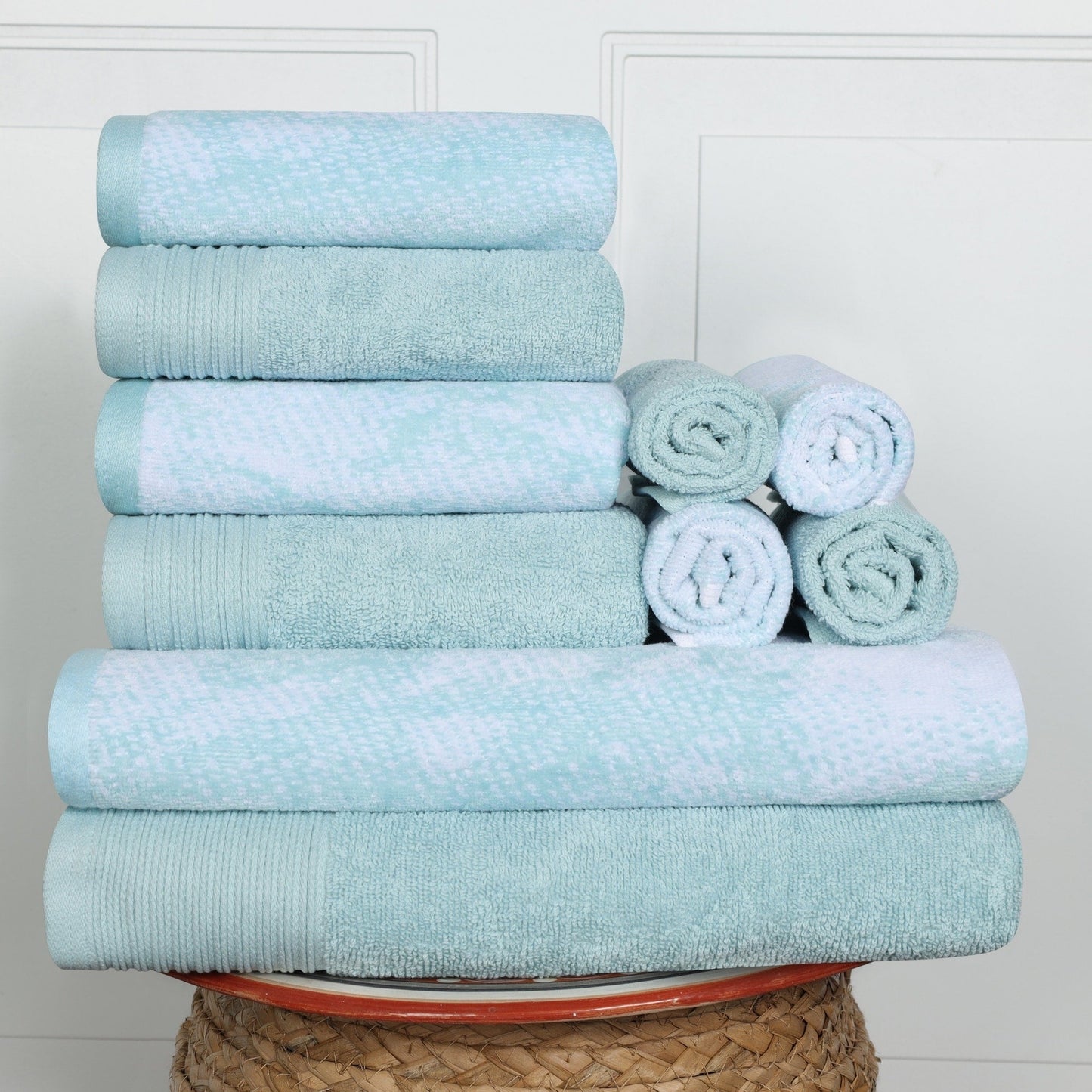 Superior Cotton Quick-Drying Solid and Marble 10 Piece Towel Set