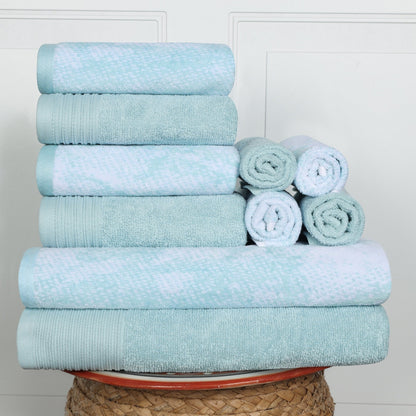 Superior Cotton Quick-Drying Solid and Marble 10 Piece Towel Set