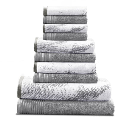 Superior Cotton Quick-Drying Solid and Marble 10 Piece Towel Set