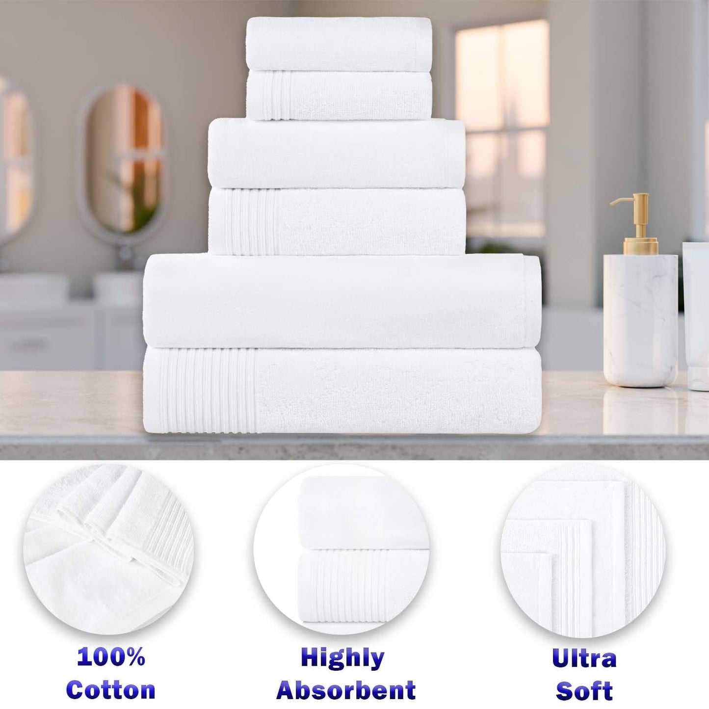 Superior Cotton Quick-Drying Solid and Marble 10 Piece Towel Set