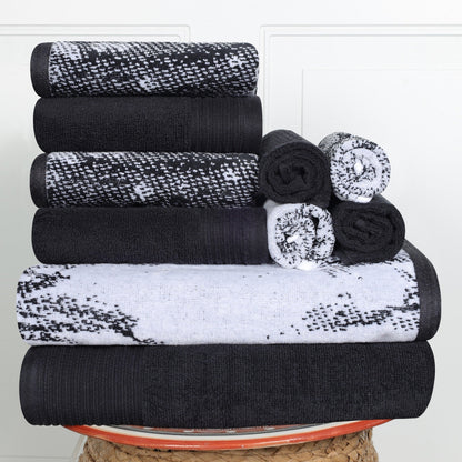 Superior Cotton Quick-Drying Solid and Marble 10 Piece Towel Set