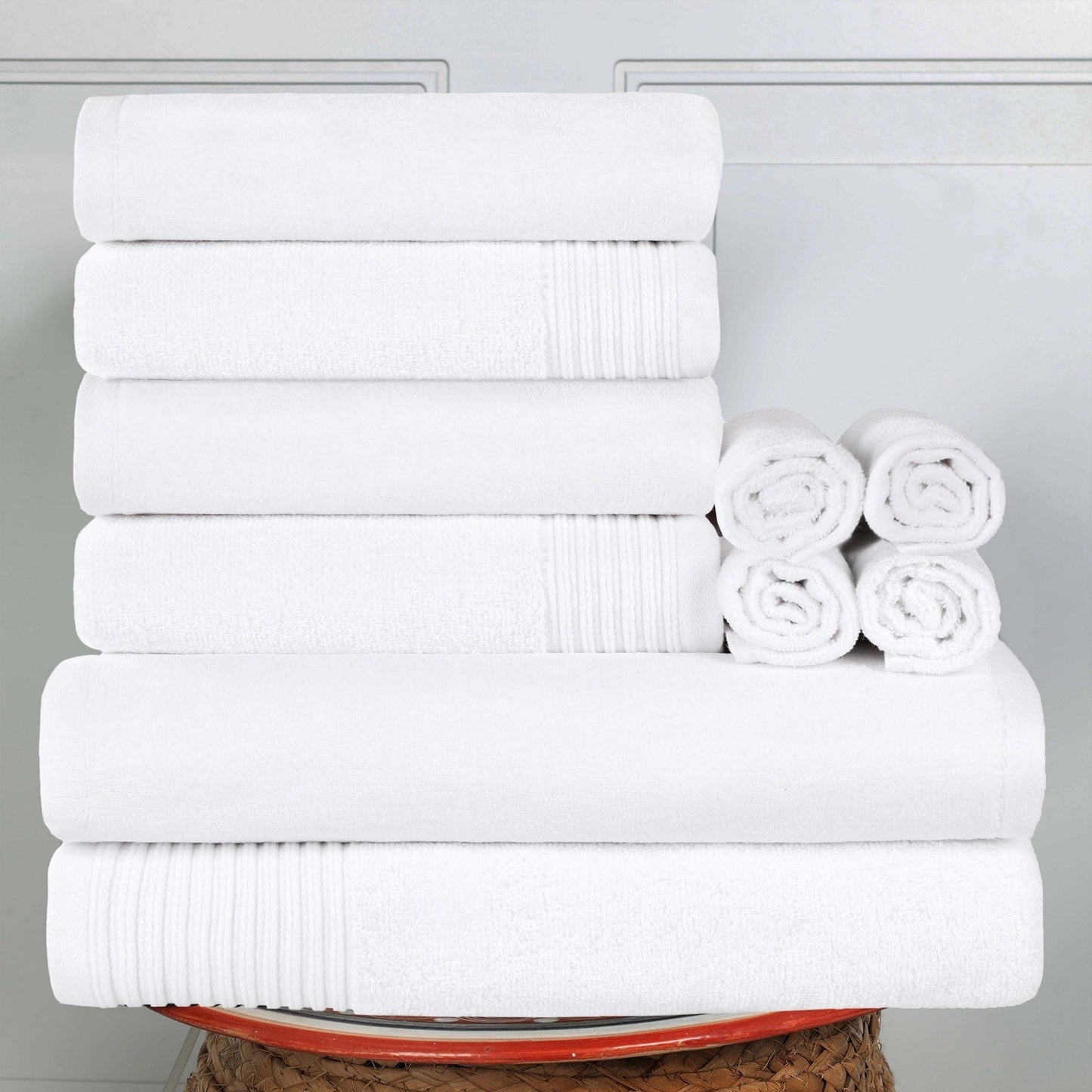 Superior Cotton Quick-Drying Solid and Marble 10 Piece Towel Set
