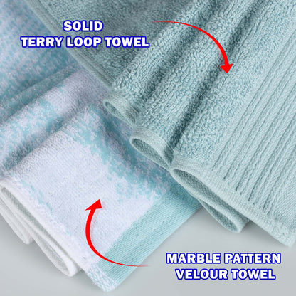 Superior Cotton Quick-Drying Solid and Marble 10 Piece Towel Set