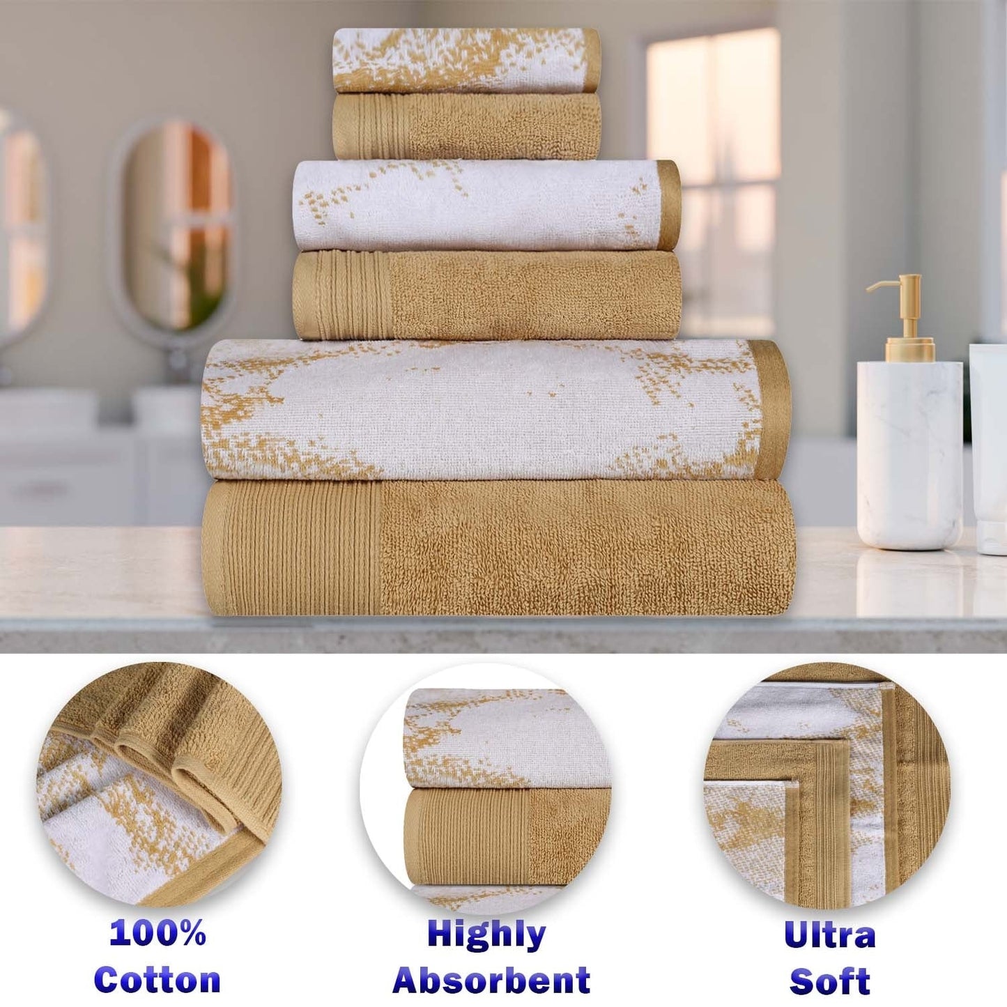 Superior Cotton Quick-Drying Solid and Marble 10 Piece Towel Set