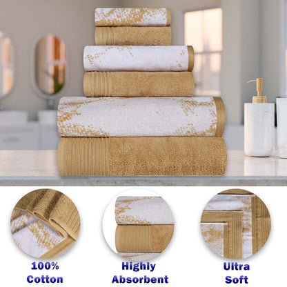 Superior Cotton Quick-Drying Solid and Marble 10 Piece Towel Set