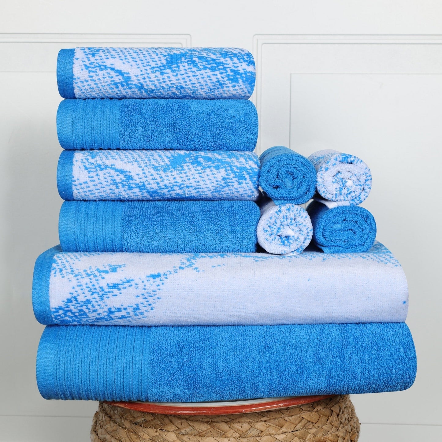 Superior Cotton Quick-Drying Solid and Marble 10 Piece Towel Set