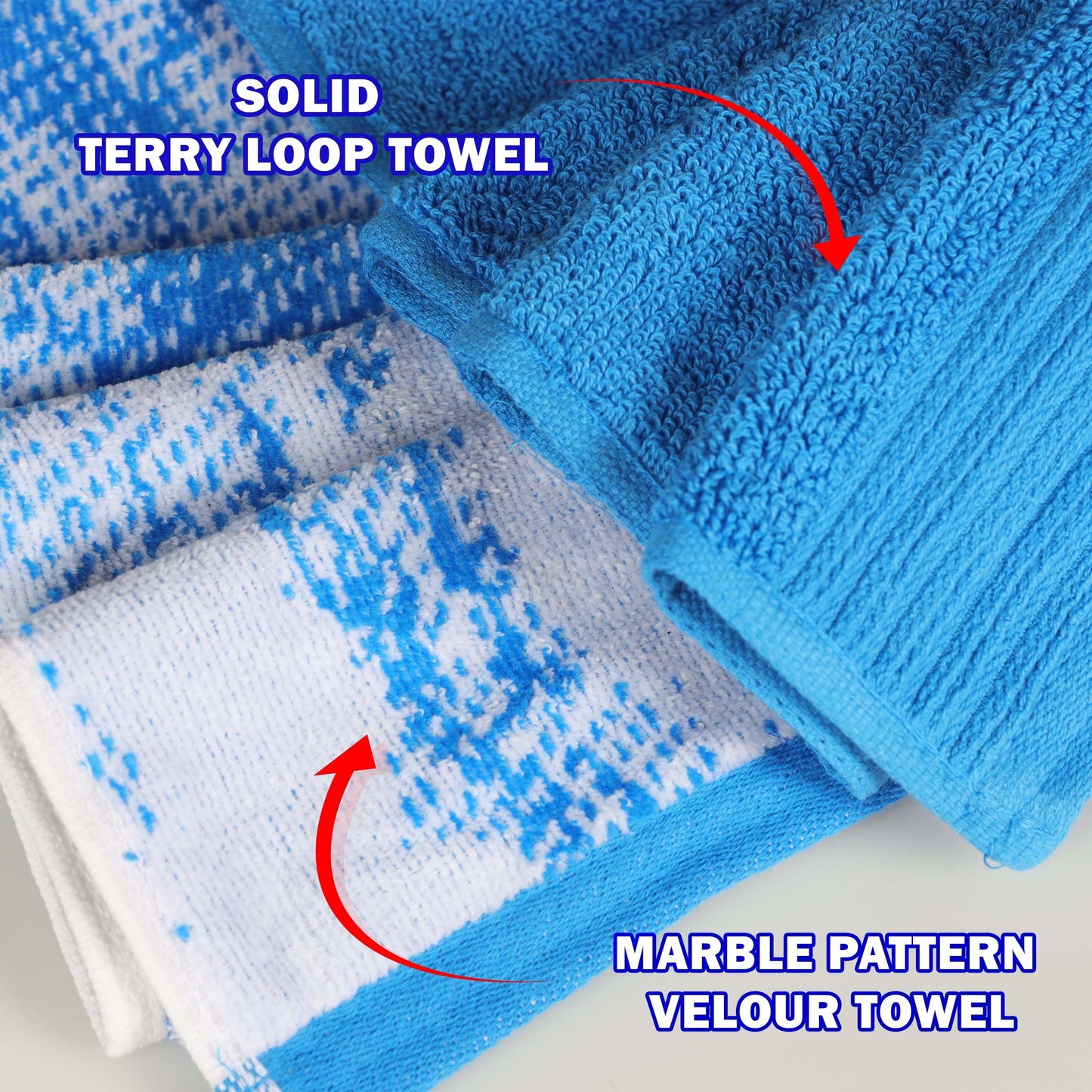 Superior Cotton Quick-Drying Solid and Marble 10 Piece Towel Set