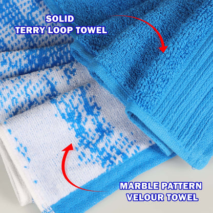 Superior Cotton Quick-Drying Solid and Marble 10 Piece Towel Set