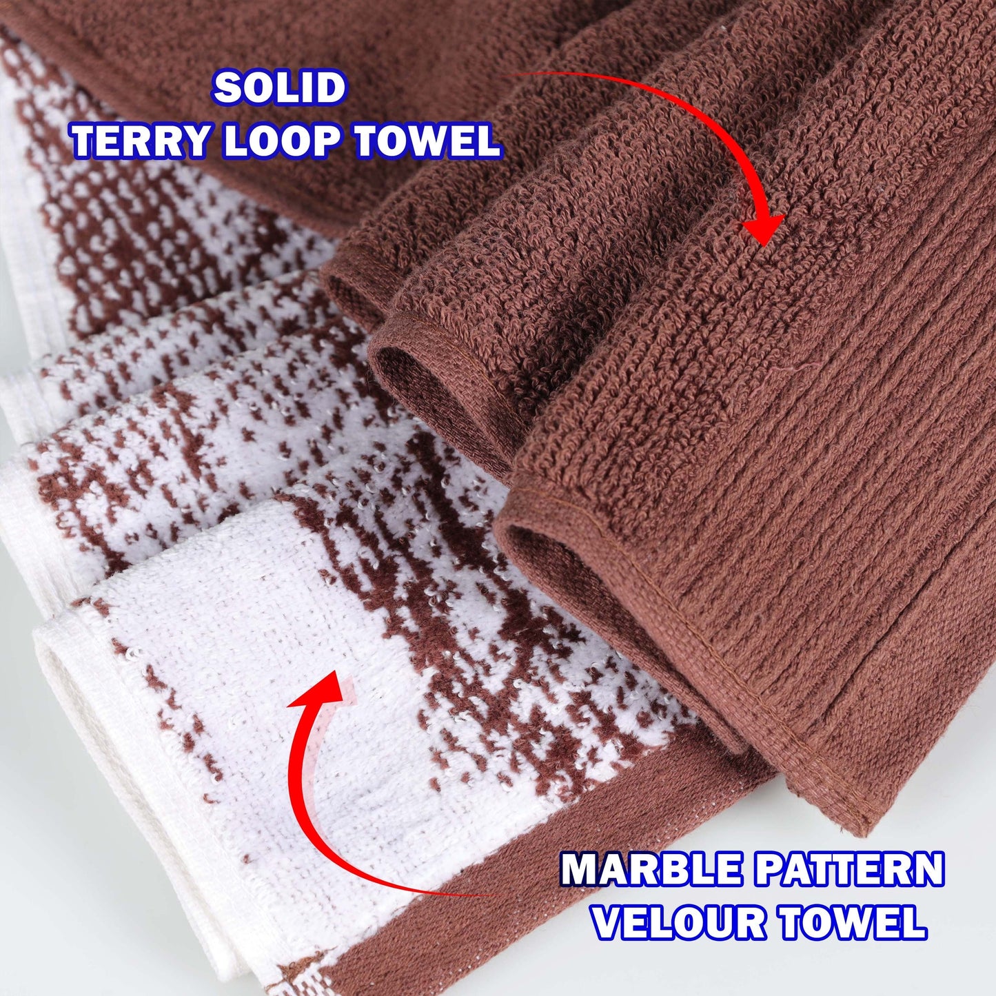 Superior Cotton Quick-Drying Solid and Marble 10 Piece Towel Set