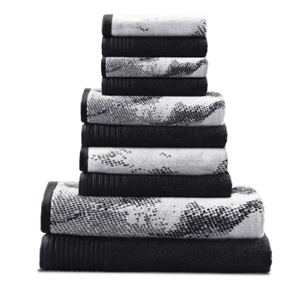 Superior Cotton Quick-Drying Solid and Marble 10 Piece Towel Set