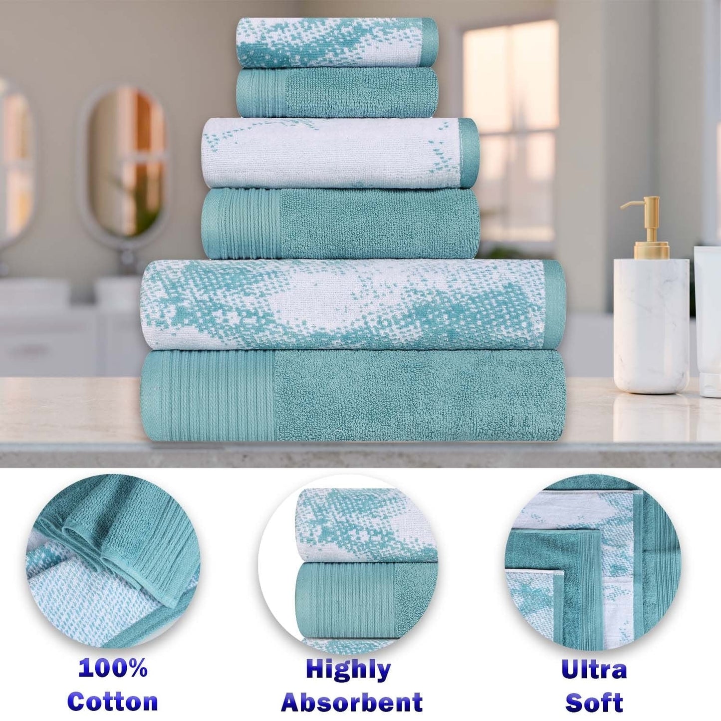 Superior Cotton Quick-Drying Solid and Marble 10 Piece Towel Set