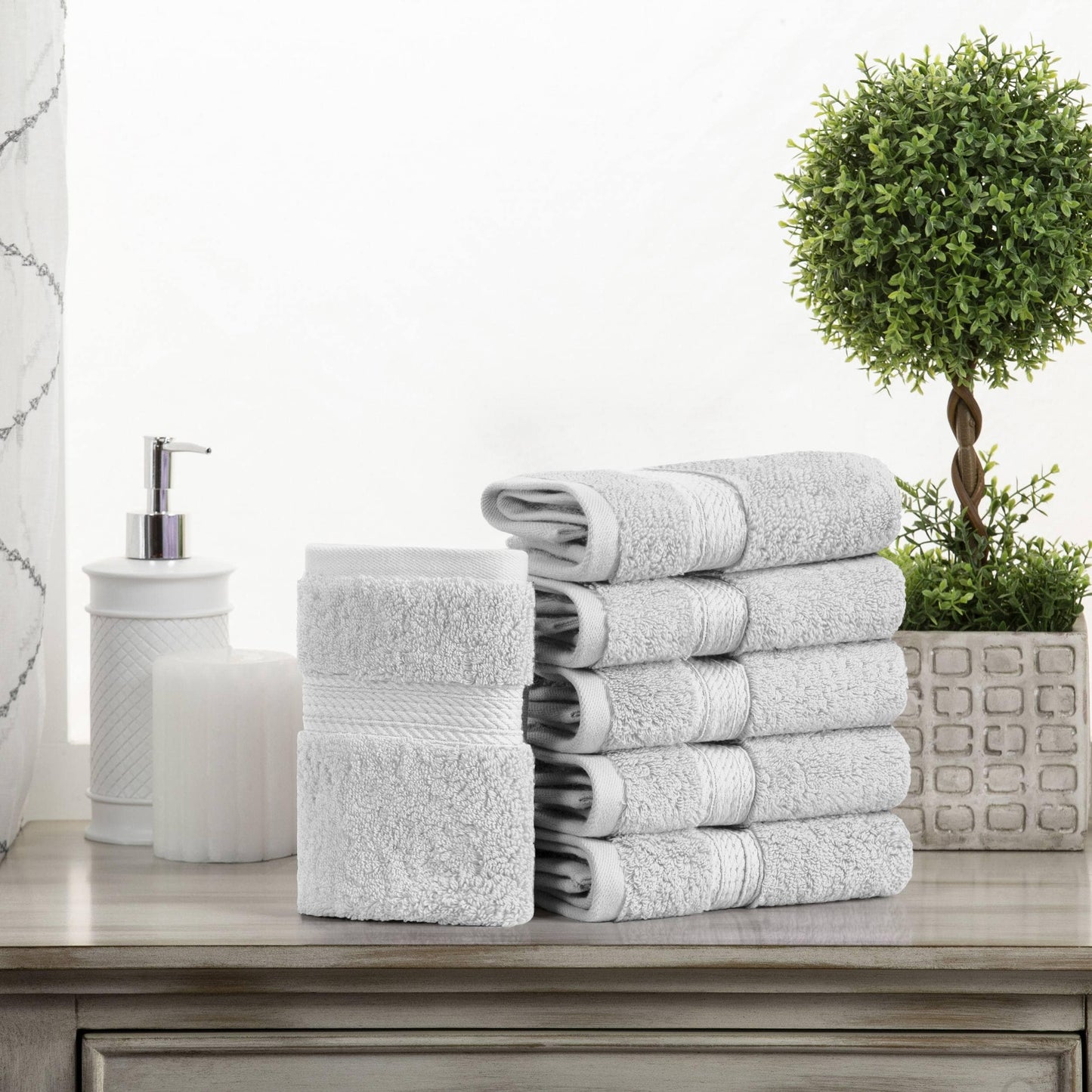 Superior Egyptian Cotton Pile Heavyweight Face Towel Set of 6