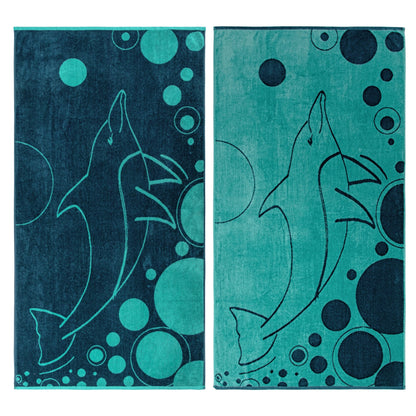 Mystic Dolphin Cotton Oversized 2-Piece Beach Towel Set by Superior