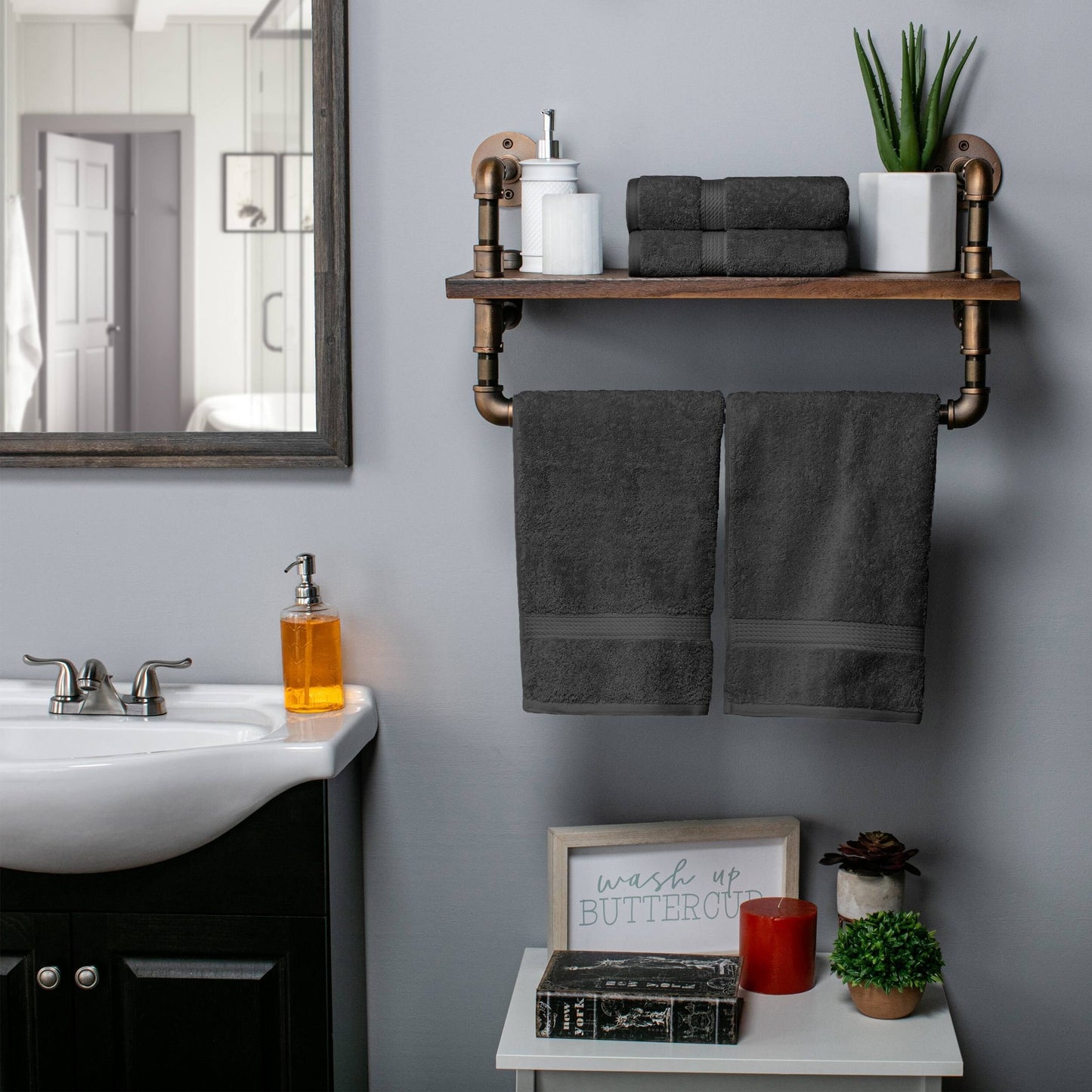 Superior Egyptian Cotton Pile Heavyweight Hand Towel Set of 4