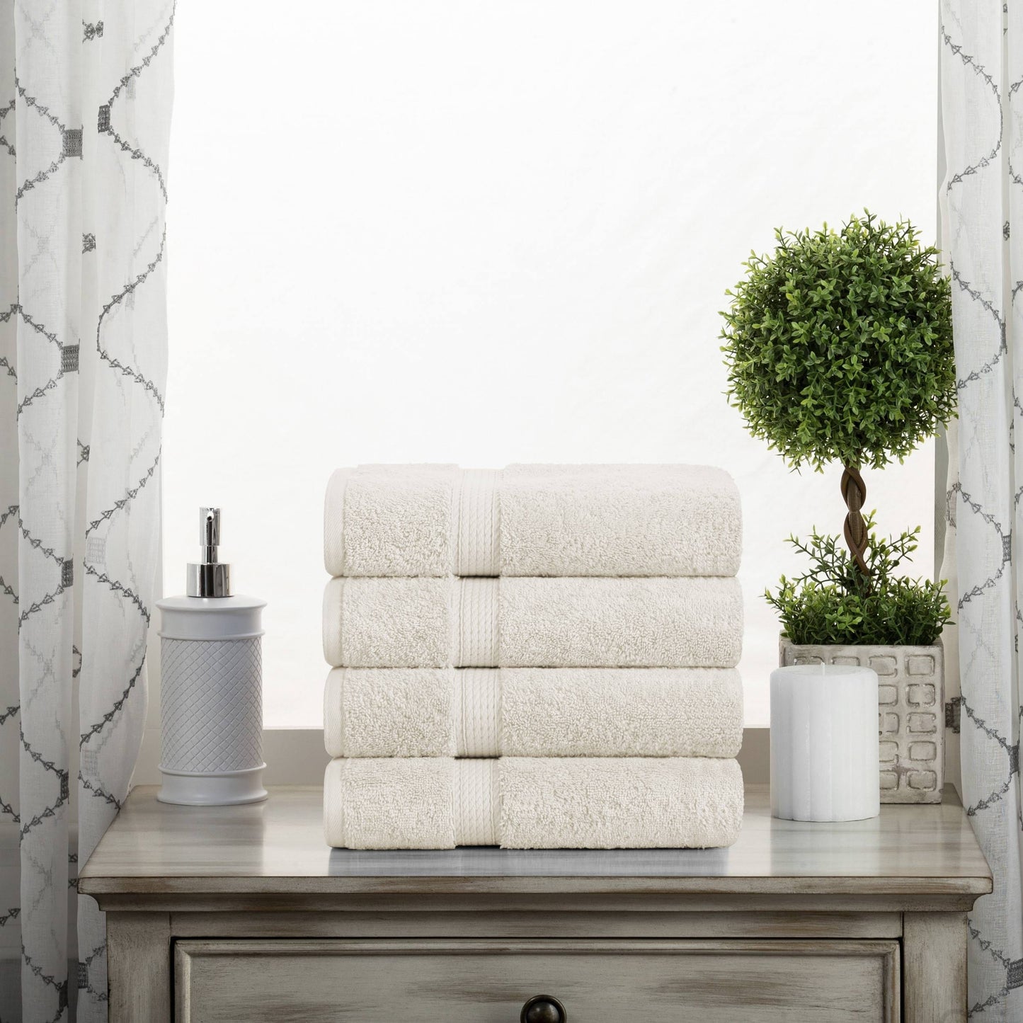 Superior Egyptian Cotton Pile Heavyweight Hand Towel Set of 4