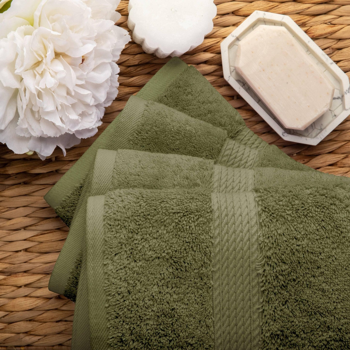 Superior Egyptian Cotton Pile Heavyweight Hand Towel Set of 4