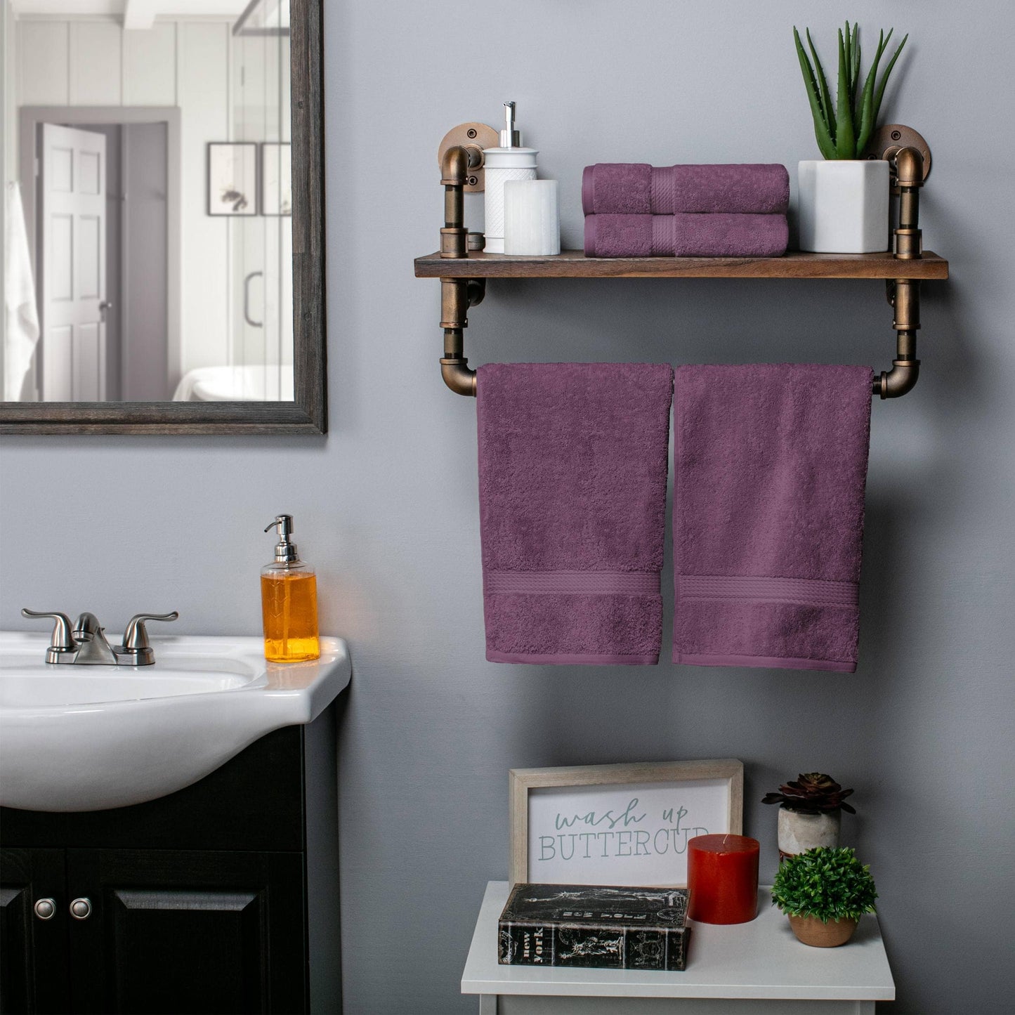 Superior Egyptian Cotton Pile Heavyweight Hand Towel Set of 4