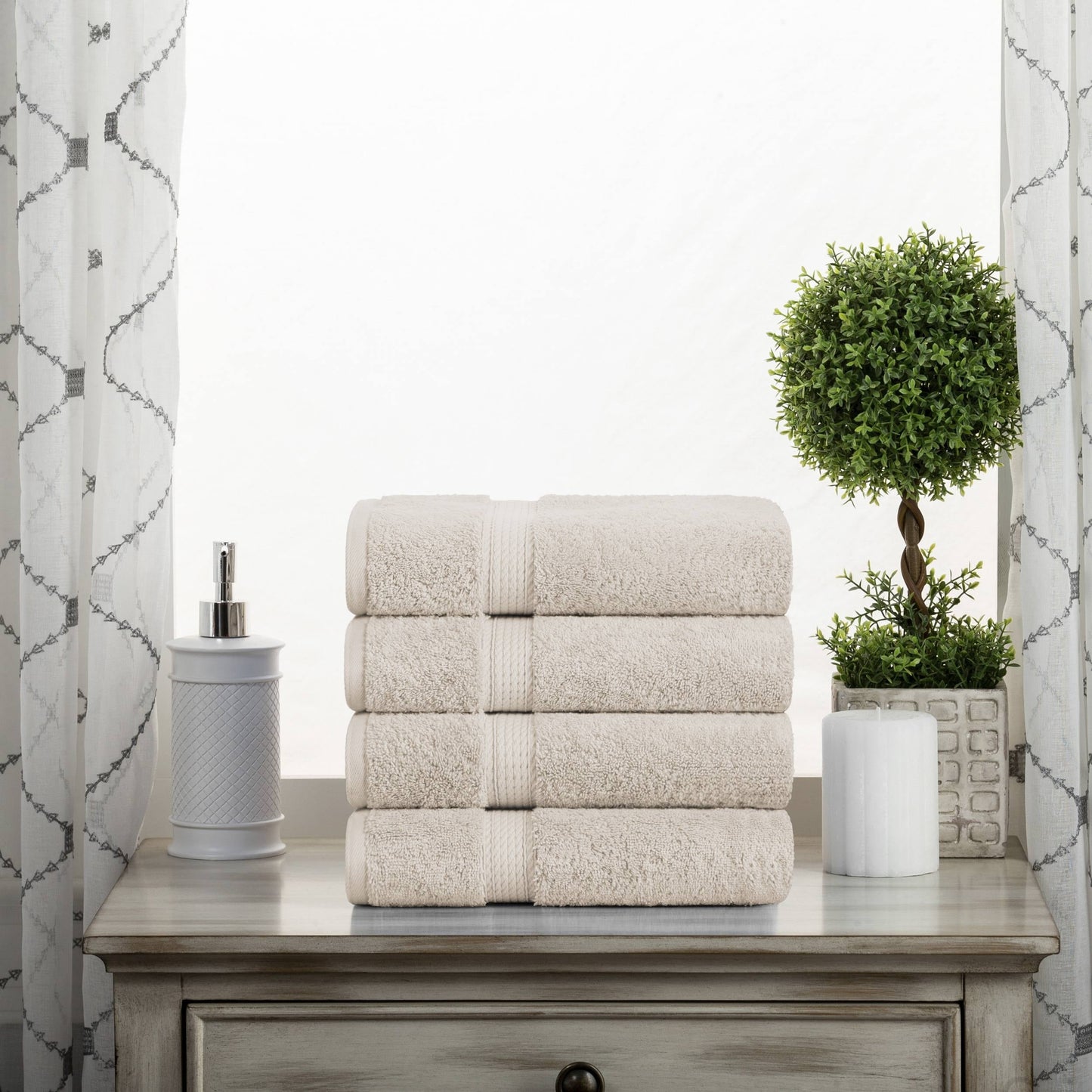 Superior Egyptian Cotton Pile Heavyweight Hand Towel Set of 4