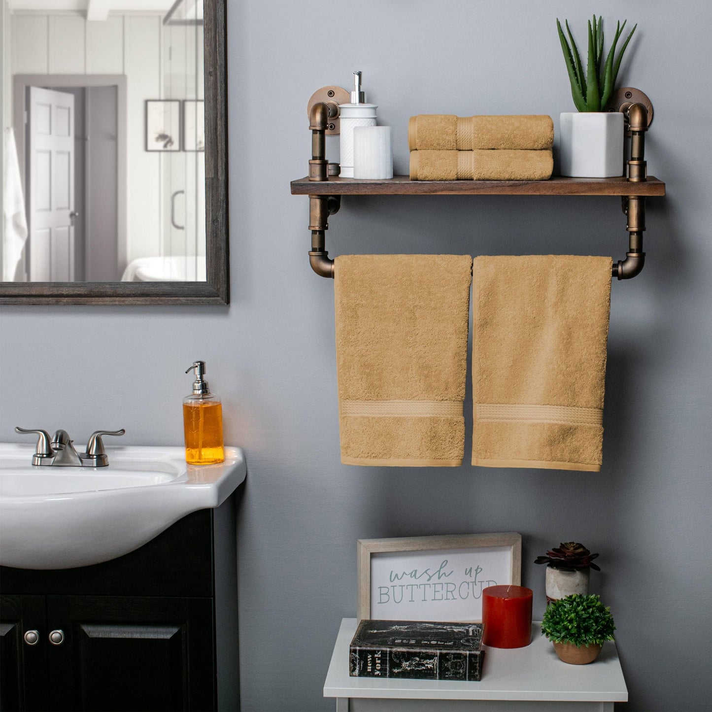 Superior Egyptian Cotton Pile Heavyweight Hand Towel Set of 4