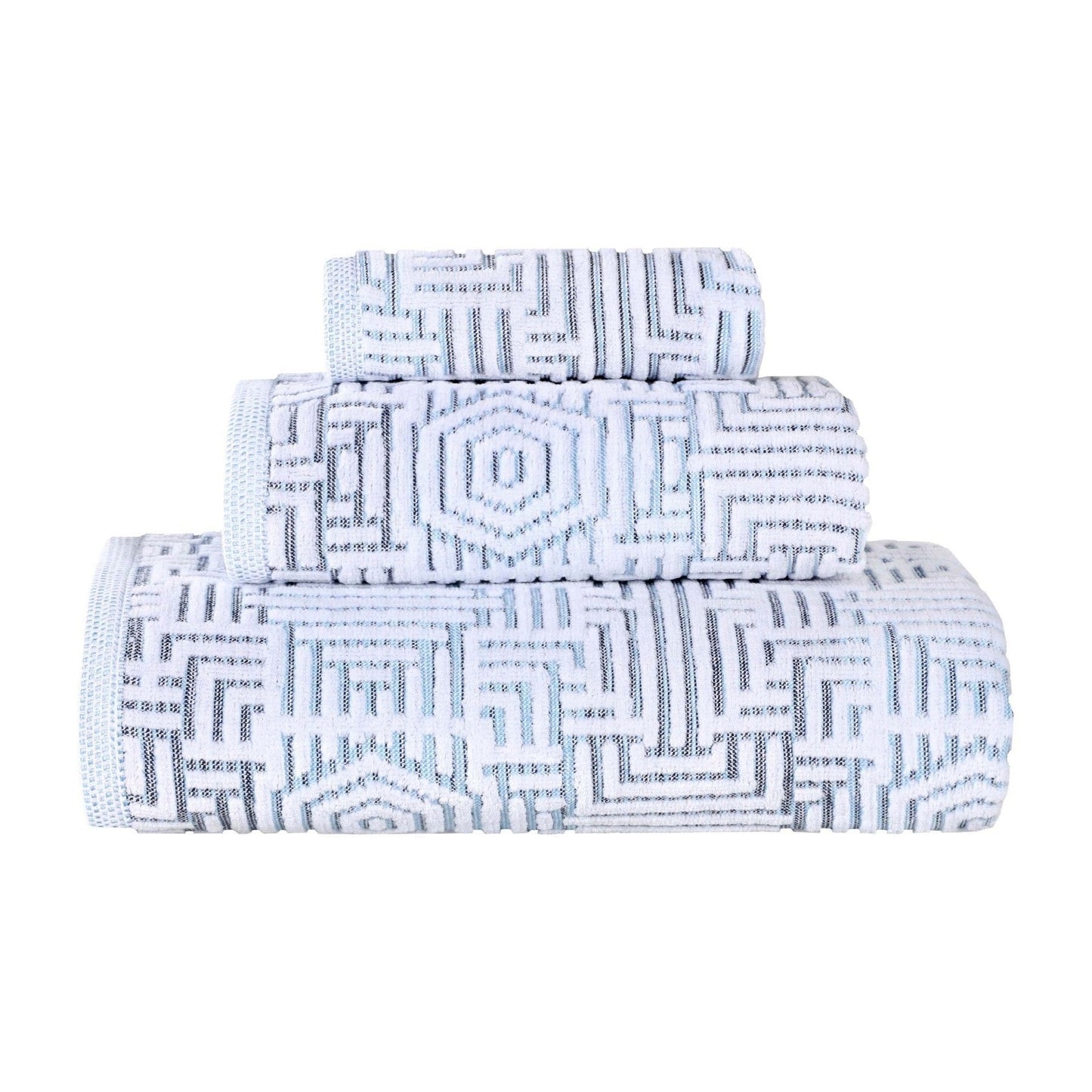 Superior Jasper Cotton Modern Jacquard Soft 3 Piece Bathroom Towel Set