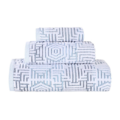 Superior Jasper Cotton Modern Jacquard Soft 3 Piece Bathroom Towel Set