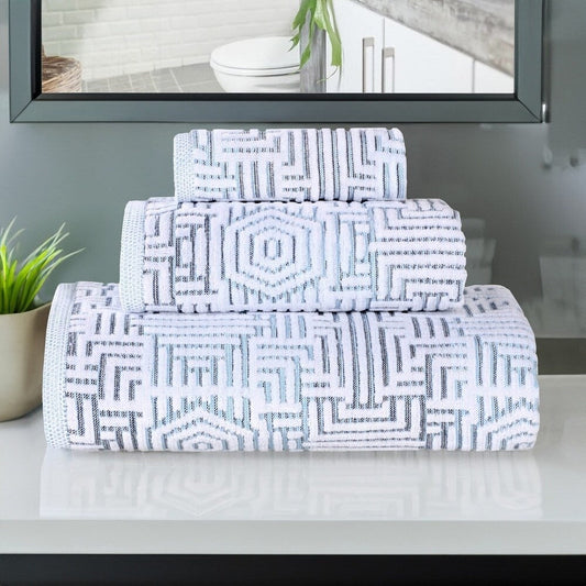 Superior Jasper Cotton Modern Jacquard Soft 3 Piece Bathroom Towel Set