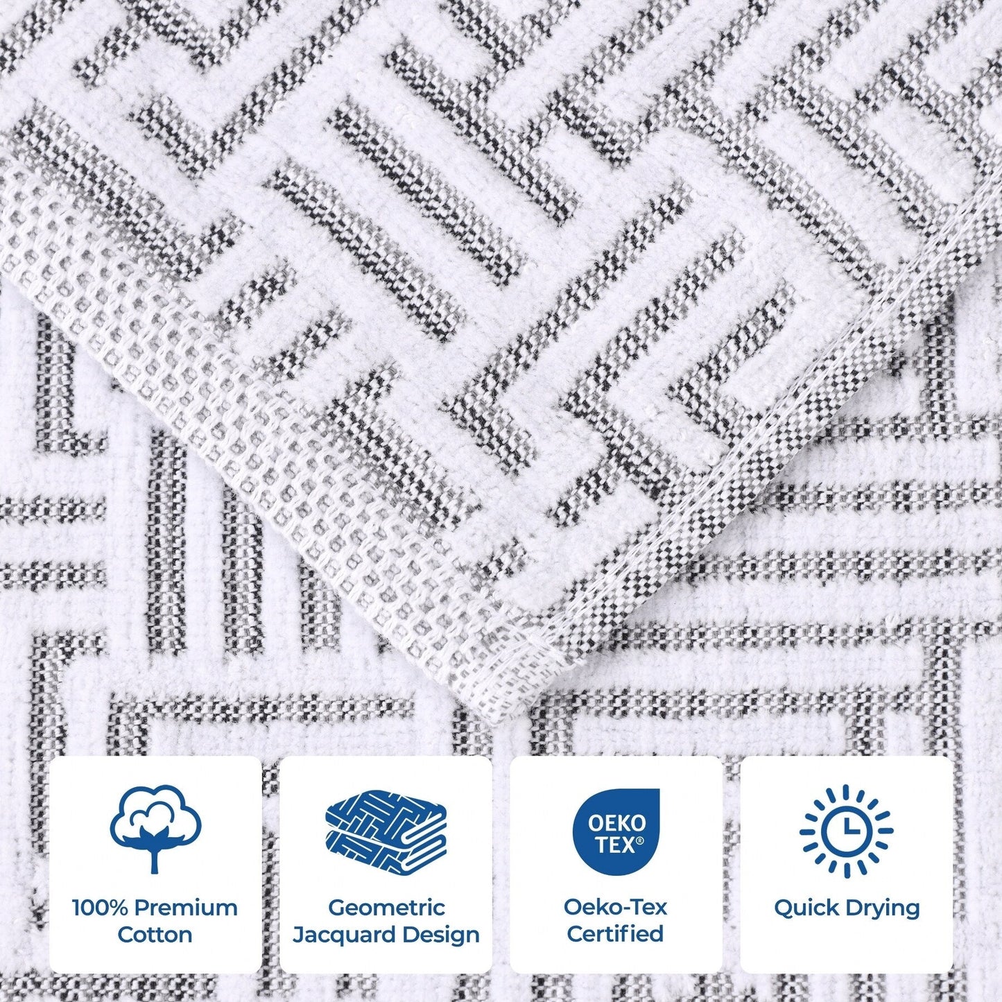 Superior Jasper Cotton Modern Jacquard Soft 3 Piece Bathroom Towel Set