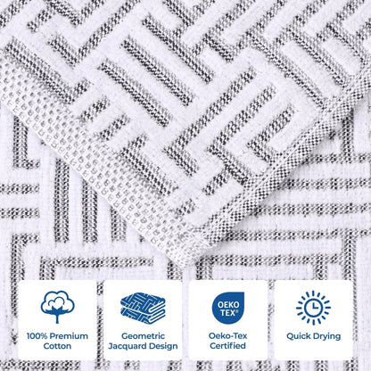 Superior Jasper Cotton Modern Jacquard Soft 3 Piece Bathroom Towel Set