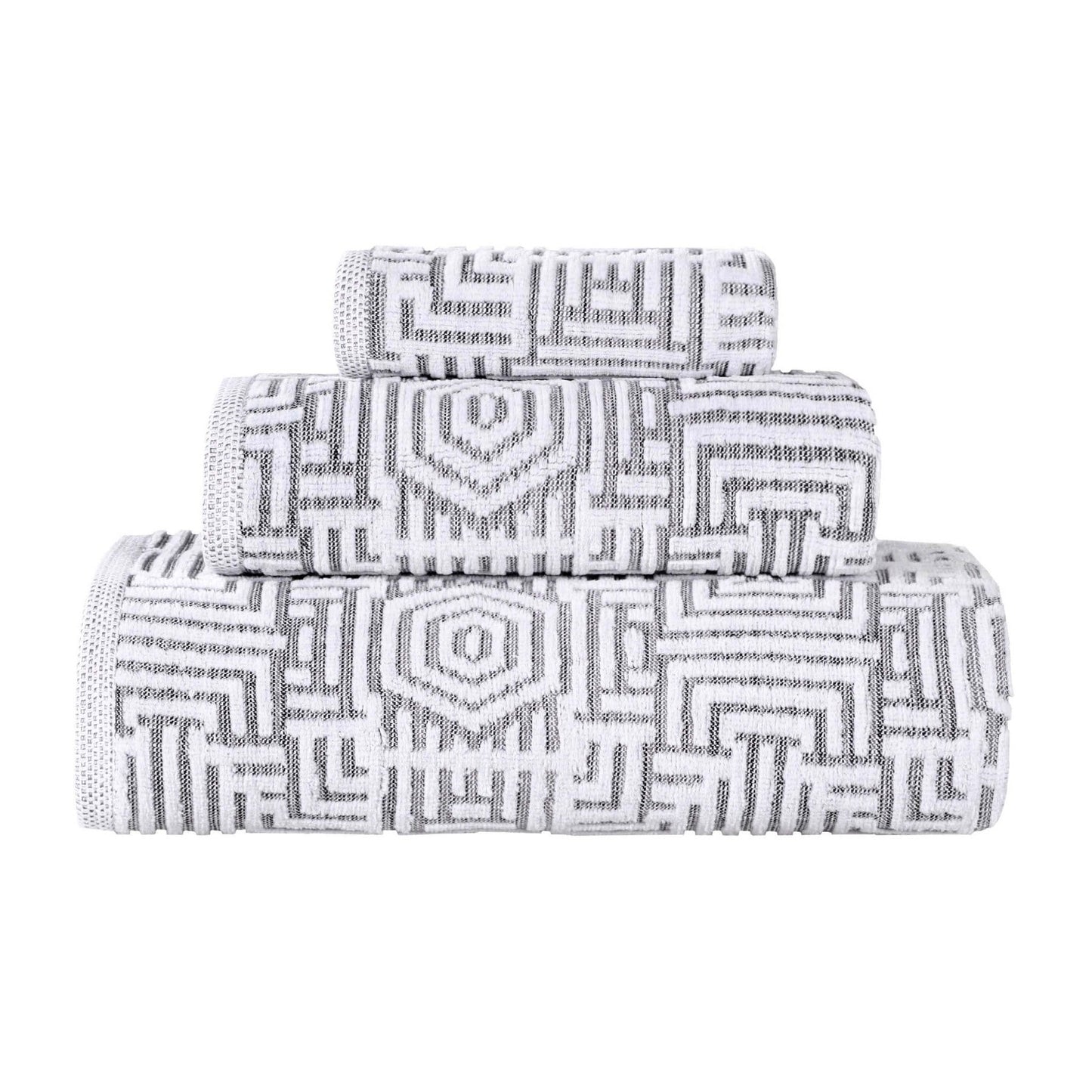 Superior Jasper Cotton Modern Jacquard Soft 3 Piece Bathroom Towel Set