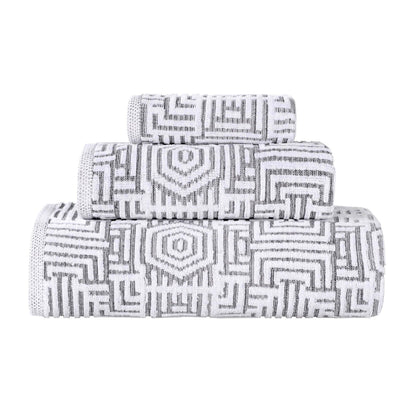Superior Jasper Cotton Modern Jacquard Soft 3 Piece Bathroom Towel Set