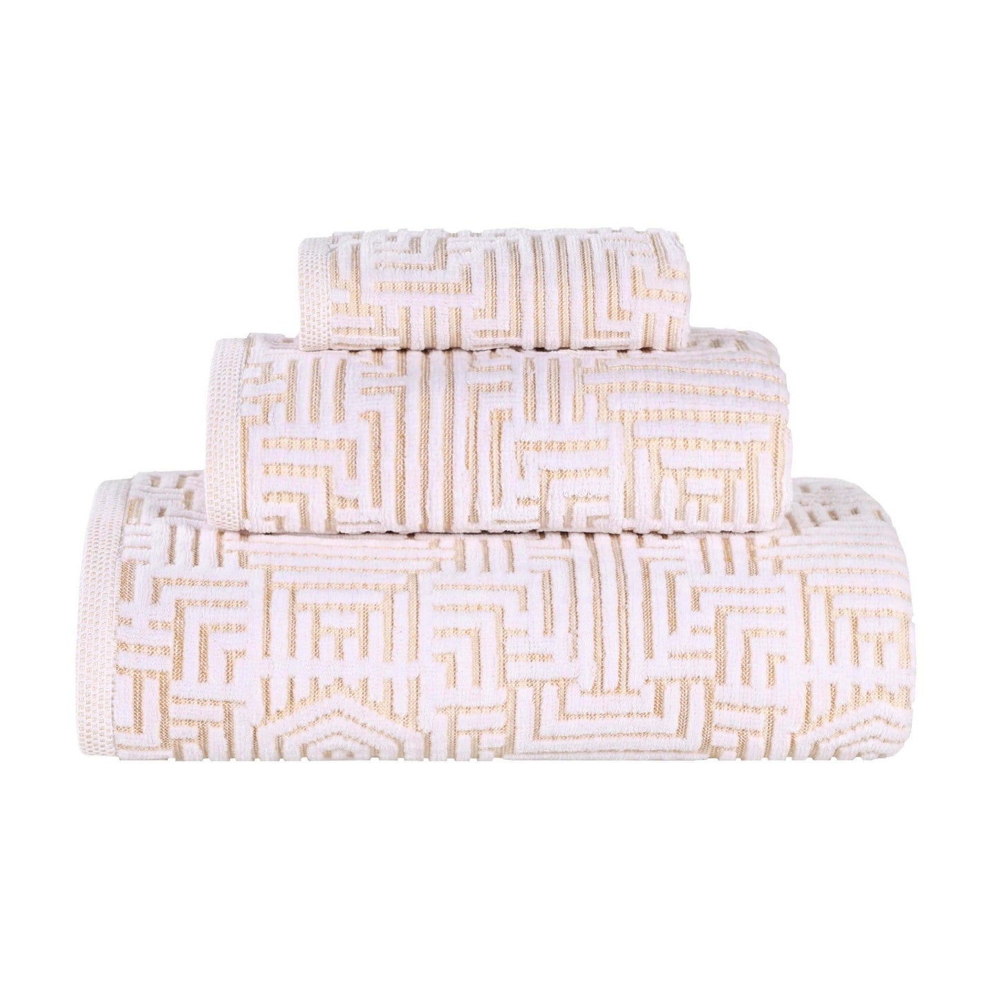 Superior Jasper Cotton Modern Jacquard Soft 3 Piece Bathroom Towel Set