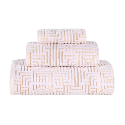 Superior Jasper Cotton Modern Jacquard Soft 3 Piece Bathroom Towel Set