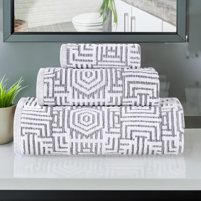 Superior Jasper Cotton Modern Jacquard Soft 3 Piece Bathroom Towel Set