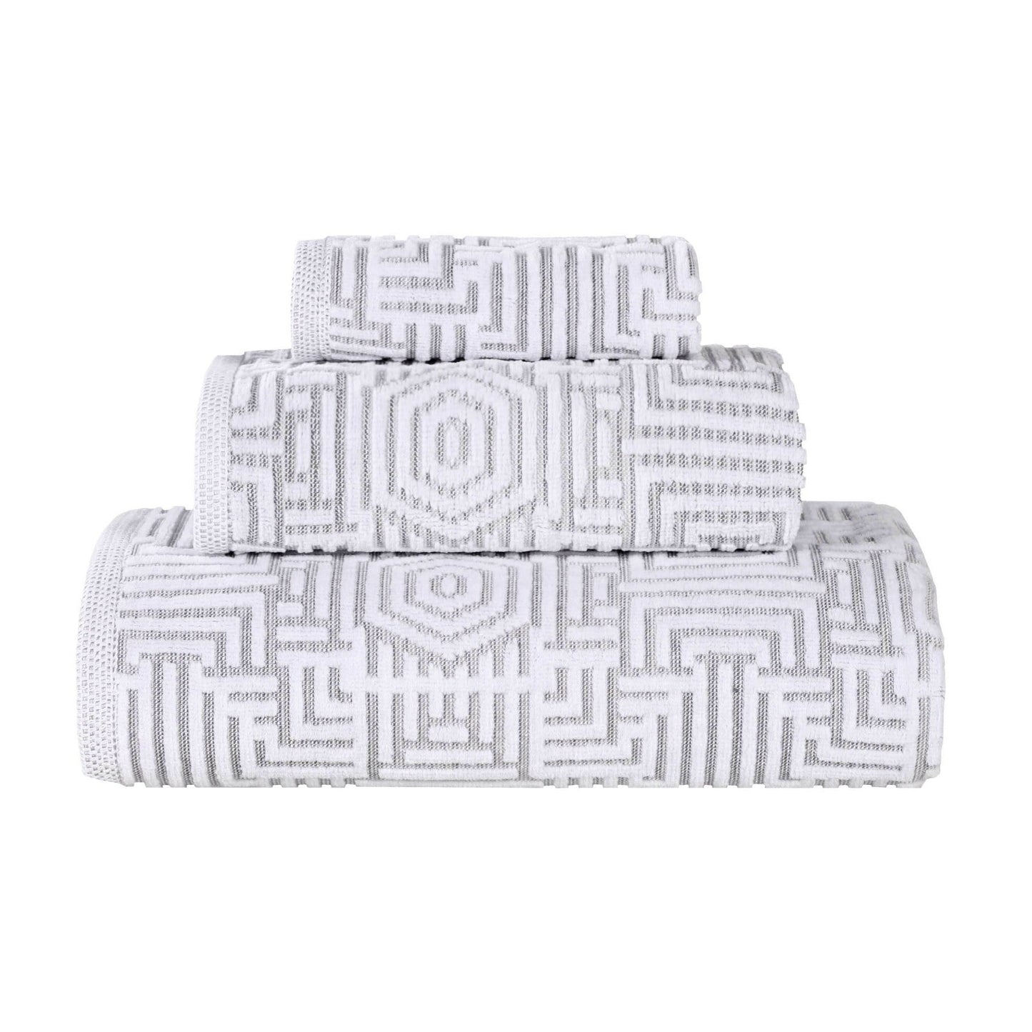 Superior Jasper Cotton Modern Jacquard Soft 3 Piece Bathroom Towel Set