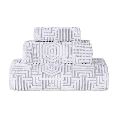 Superior Jasper Cotton Modern Jacquard Soft 3 Piece Bathroom Towel Set