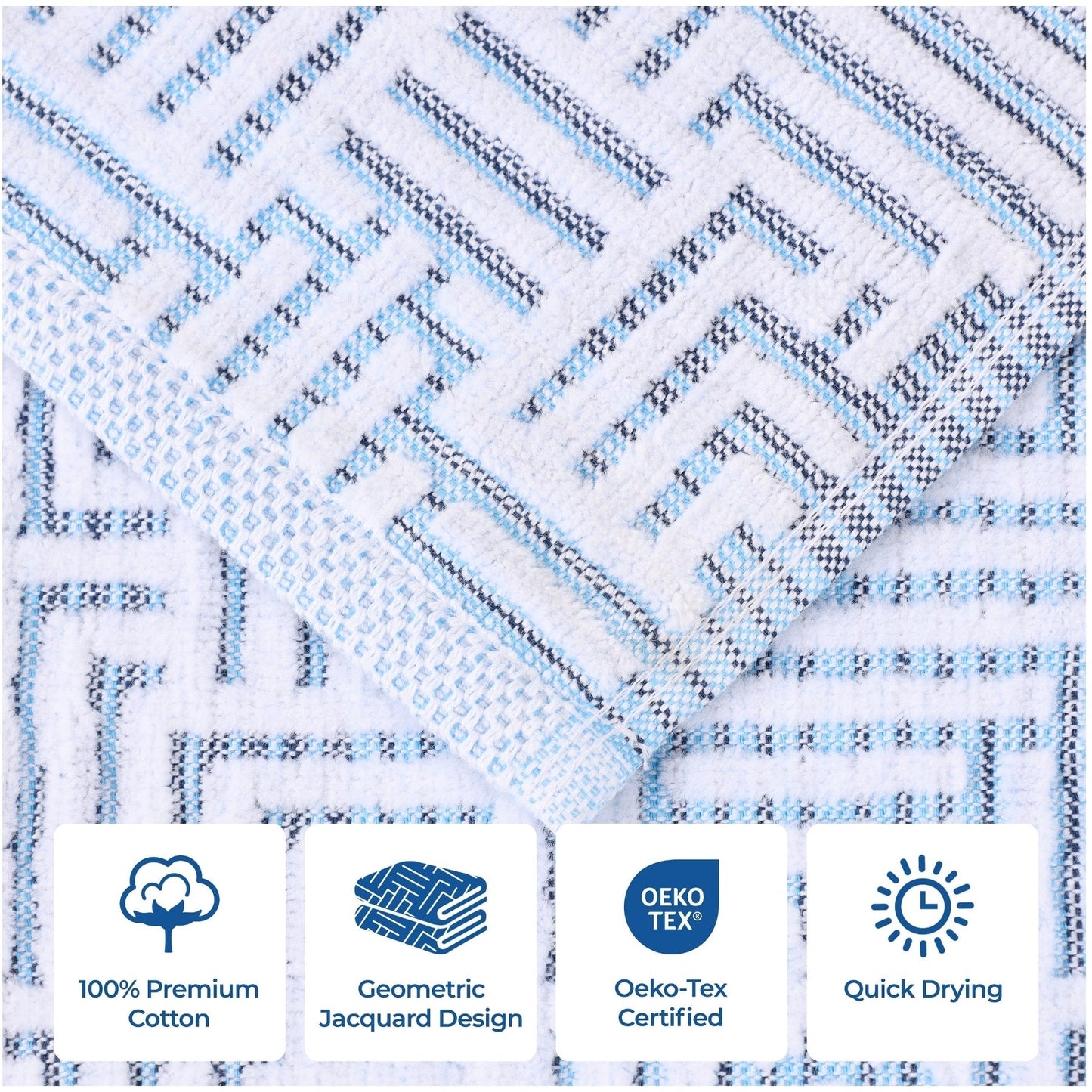 Superior Jasper Cotton Modern Jacquard Soft 3 Piece Bathroom Towel Set