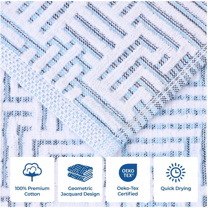 Superior Jasper Cotton Modern Jacquard Soft 3 Piece Bathroom Towel Set