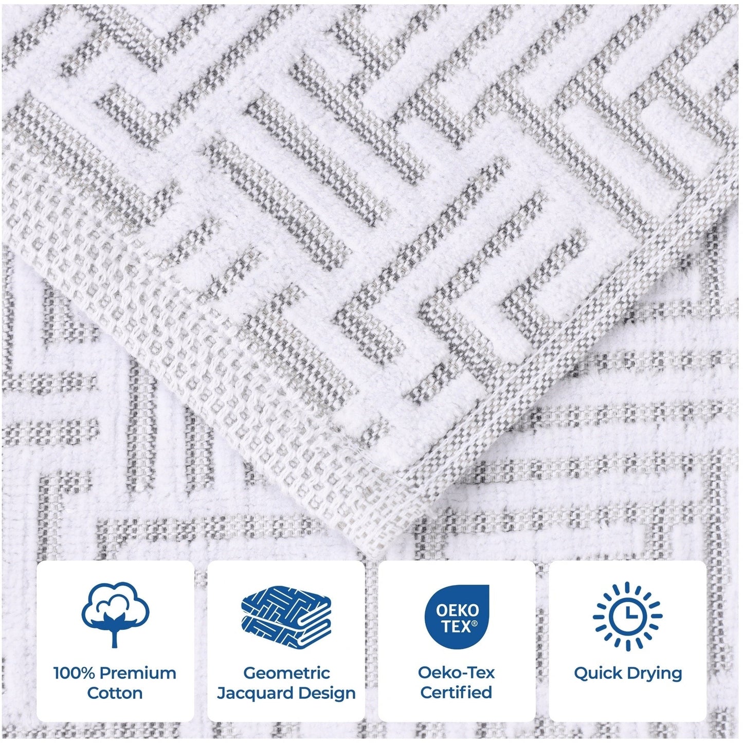 Superior Jasper Cotton Modern Jacquard Soft 3 Piece Bathroom Towel Set