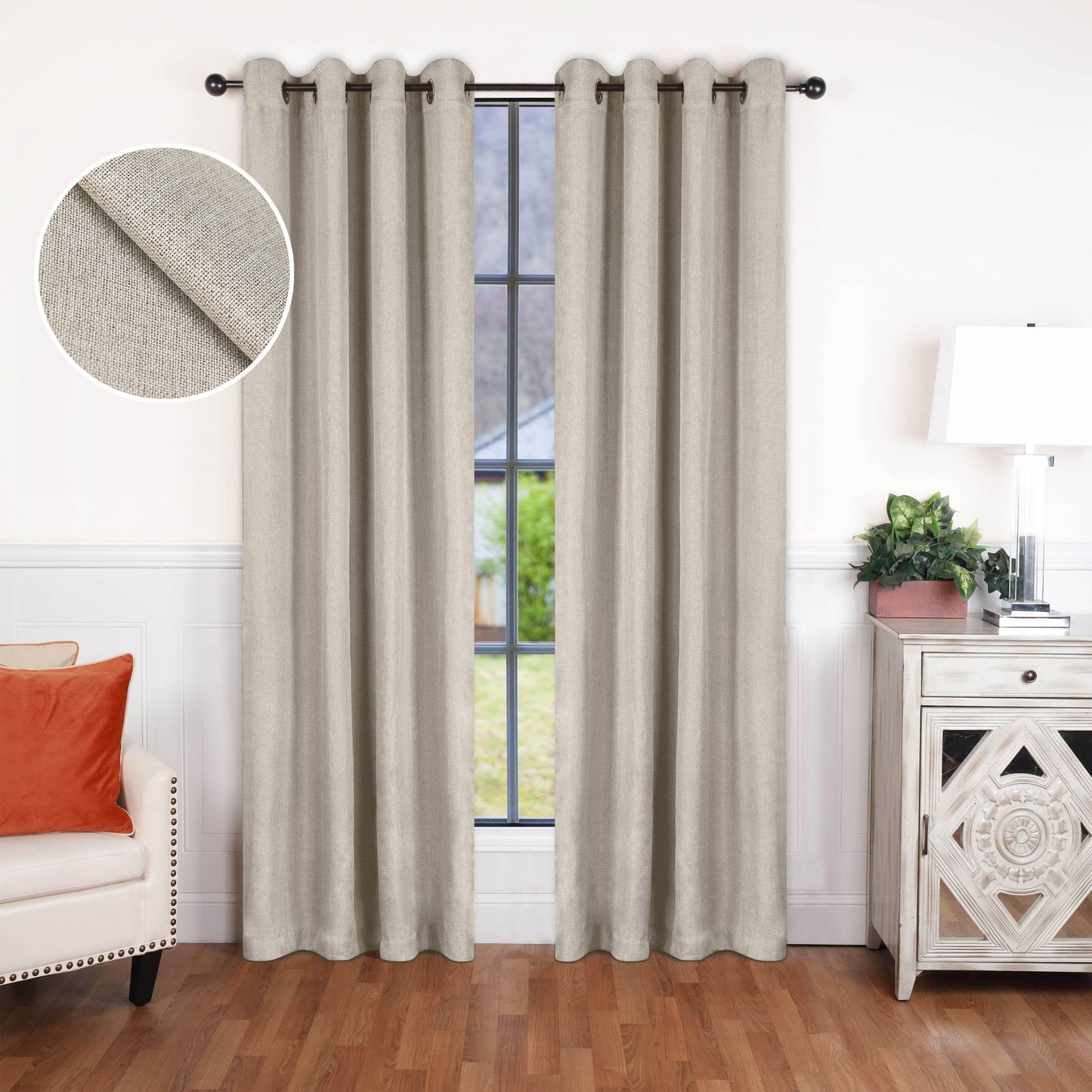 Superior Linen Washable Room Darkening Curtains, Set of 2 Panels
