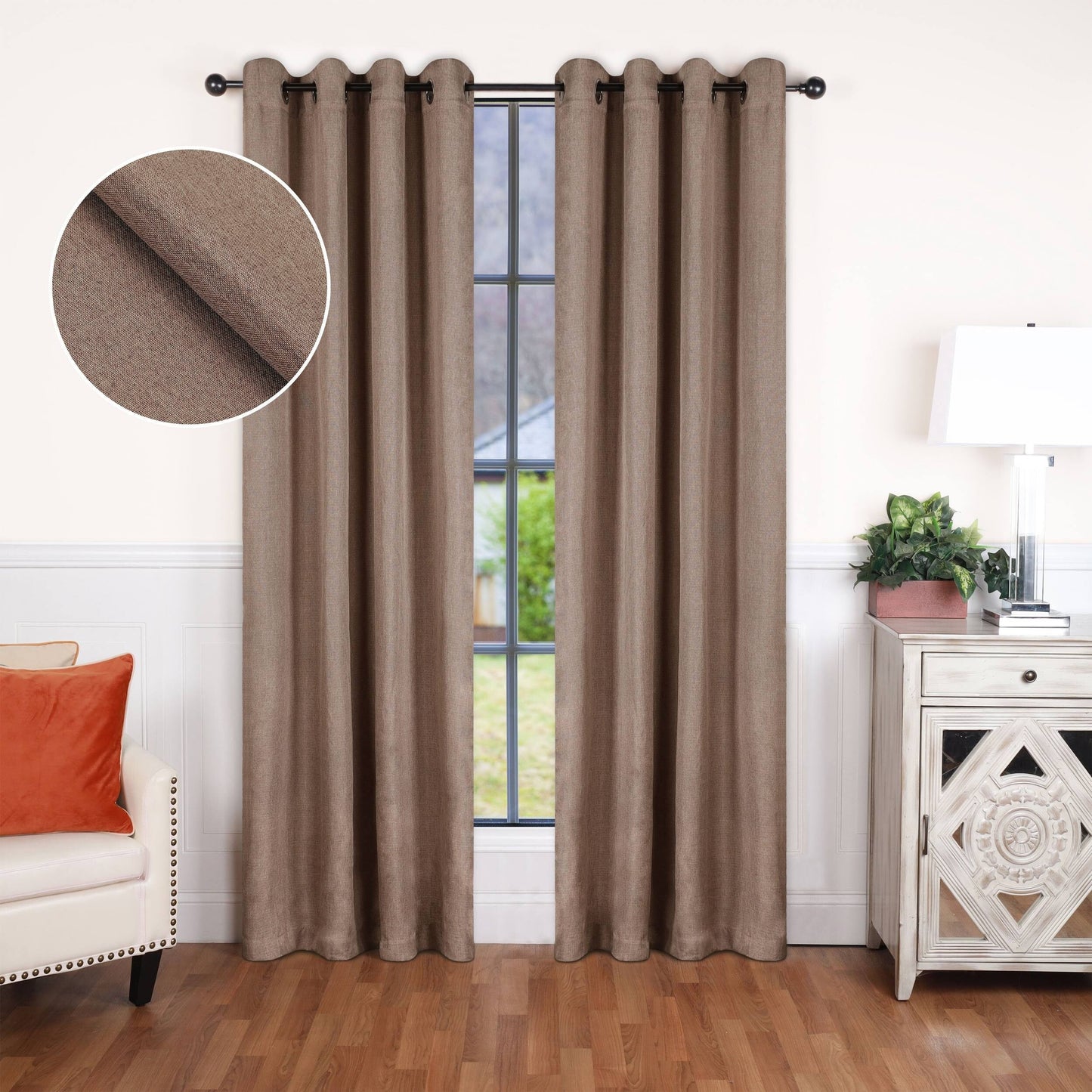 Superior Linen Washable Room Darkening Curtains, Set of 2 Panels