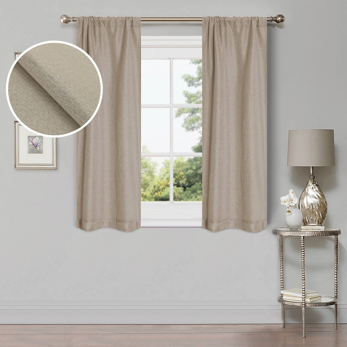 Superior Linen Washable Room Darkening Curtains, Set of 2 Panels