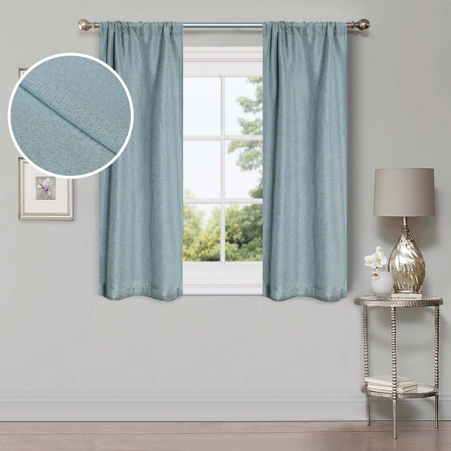 Superior Linen Washable Room Darkening Curtains, Set of 2 Panels